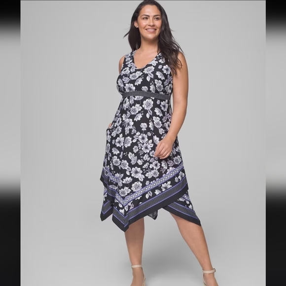 Soma Bliss Handkerchief Built In Bra Midi Dress in Palace Purple Floral Size XS - Picture 2 of 12